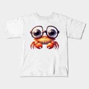 Cute little crab wearing glasses Kids T-Shirt